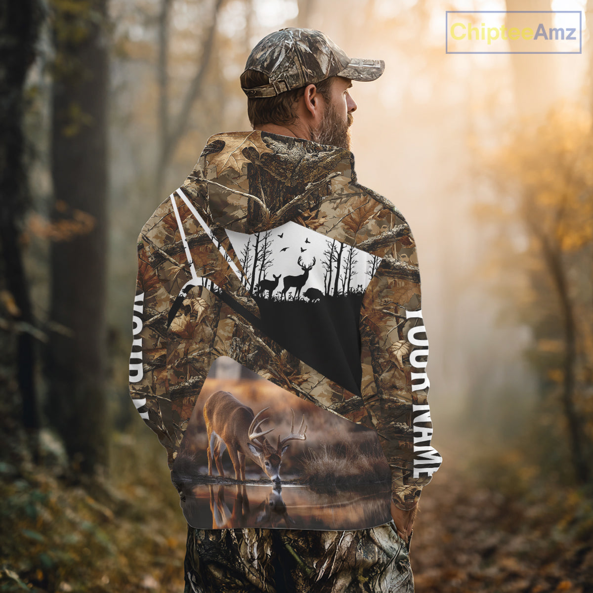 Deer Hunting 3D All Over Print Shirt Personalized Brown Fall Season Camo Hunting Clothes NHT204