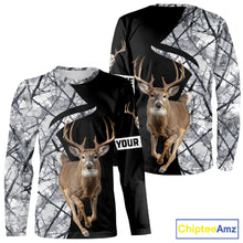 Load image into Gallery viewer, Deer Hunting Big Game Black Camo Gray Custom Name 3D All Over Print Shirts, Hunting Gifts NHT205