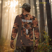 Load image into Gallery viewer, Skull Deer Hunting 3D Brown Camo Autumn Custom Name All Over Print Shirt Hunting Clothes NHT207