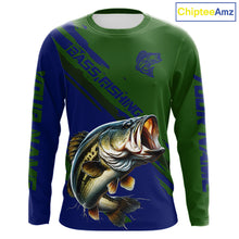 Load image into Gallery viewer, Green Blue Bass Fishing Shirt Long Sleeve Fishing Apparel For Men, Fishing Shirt For Fisher NHT873