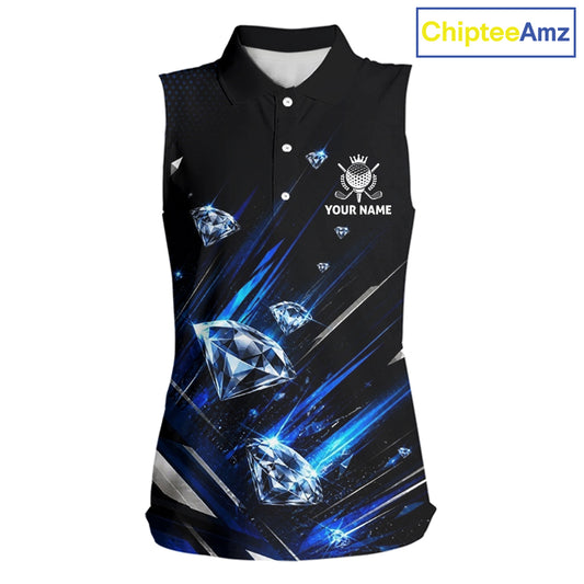 Funny Sleeveless Womens Diamond Golf Polo Shirt –  Performance Golf Shirt,  Golf Top NHT878