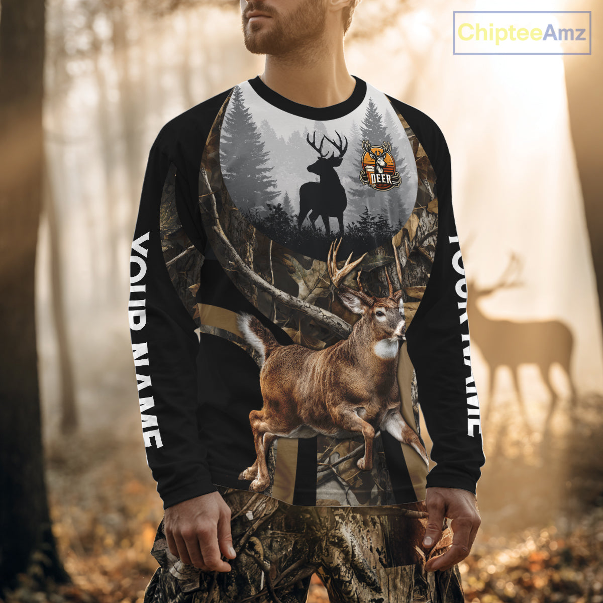Deer Hunting Camo Shirt For Men, Custom Camo 3D Animal Deer Hunting Shirt NHT340