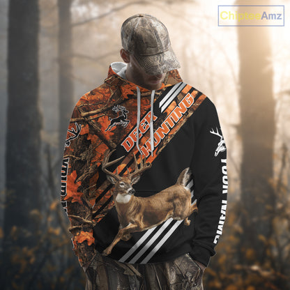 Running Deer Hunting Shirt – Autumn Camo Design, Custom Name for Hunters NHT341