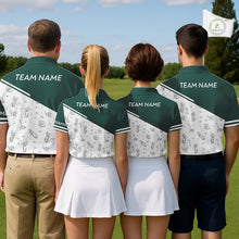 Load image into Gallery viewer, Green White Golf Pattern Womens Golf Tops Custom Ladies Golf Shirts, Green Golf Tops NHT884