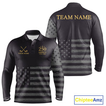 Load image into Gallery viewer, Black &amp; Gold American Flag Mens Golf Polo Shirts, Golf Gifts For Team NHT887