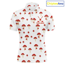 Load image into Gallery viewer, Funny Mushroom Mens Golf Polo Shirt, Personalized Mushroom Red White Pattern Golf Jersey NHT888
