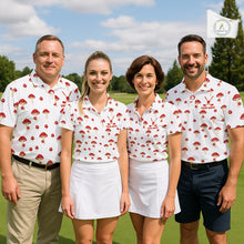 Load image into Gallery viewer, Funny Mushroom Mens Golf Polo Shirt, Personalized Mushroom Red White Pattern Golf Jersey NHT888