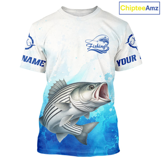 Striped Bass Fishing T-shirts Gift For Men Deep Sea Saltwater Angler Ocean Adventure 