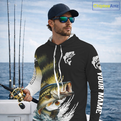 Largemouth Bass Fishing Shirts Hooded Long Sleeve For Men, Beautiful Bass Fishing Shirts  NHT529