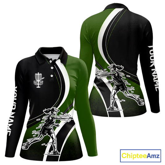 Green Womens Disc Golf Polo Shirt Customized Disc Golf Shirts For Women Disc Golfing Gifts NHT895
