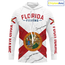 Load image into Gallery viewer, Florida Fishing Shirt Patriotic Florida Flag Long Sleeve Hooded UV Protection Fishing Jersey