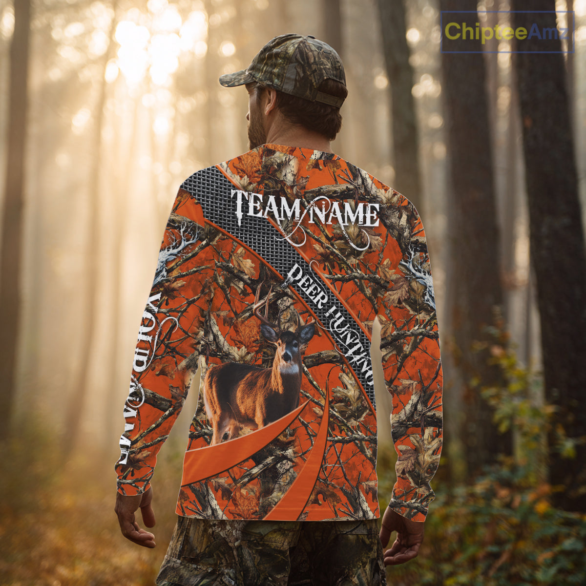 Orange Camo Deer Hunting Shirt 3D All Over Print Personalized Team Name Gift for Hunters NHT12