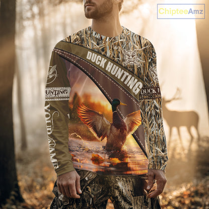 Mallard Duck Hunting Shirt Camo Custom Name Hunting Clothes For Hunters Best Gift NHT114