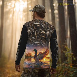 Mallard Duck Hunting Shirt Waterfowl Camo Custom Name Shirts, Personalized Hunting Clothes NHT116