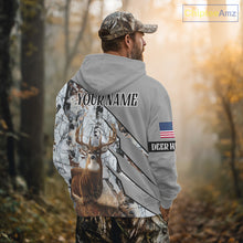 Load image into Gallery viewer, Snowfall Deer Hunting 3D All Over Print Winter Camo Shirt Custom Name For Big Game Hunters NHT214