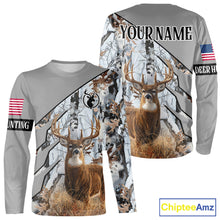 Load image into Gallery viewer, Snowfall Deer Hunting 3D All Over Print Winter Camo Shirt Custom Name For Big Game Hunters NHT214