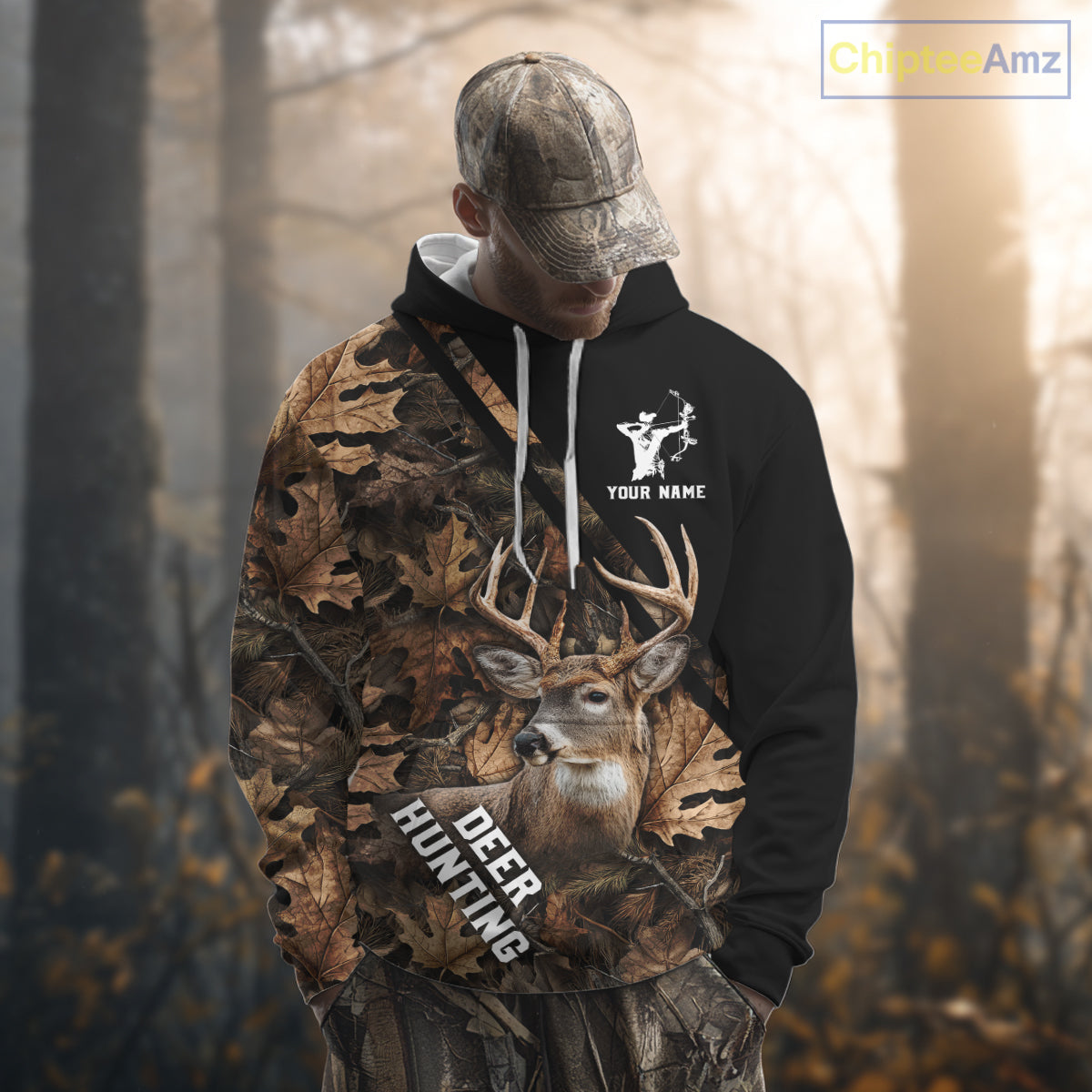 Deer Hunting Camo Custom Name 3D All Over Print Hoodie Basic Brown, Deer Hunting Season NHT352