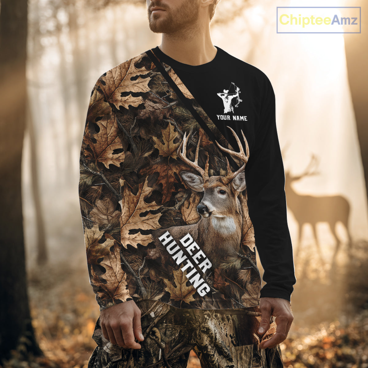Deer Hunting Camo Custom Name 3D All Over Print Hoodie Basic Brown, Deer Hunting Season NHT352