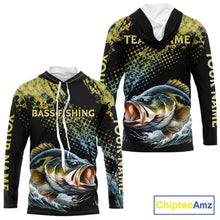 Load image into Gallery viewer, Bass Fishing Shirts Long Sleeve Hooded Sport Style Personalized Name, Team Name NHT401
