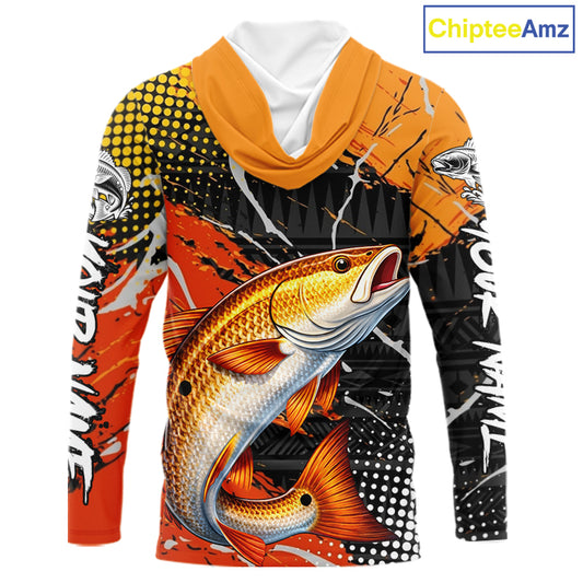 Personalized Redfish Fishing Jerseys, Red Drum Saltwater Tournament Fishing Shirts NHT464