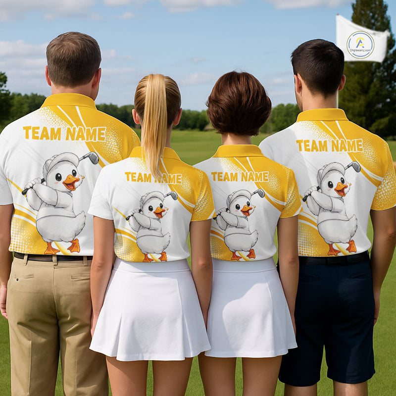 Funny Duck Swing Mens Golf Polo Shirt, Cute Duck Print Shirt, Sporty Animal Golf Gift NHT1220