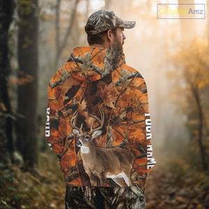 Unisex 3D Deer Hunting Orange Camo Shirt, Whitetail Deer Hunting Shirt For Deer Hunters NHT221