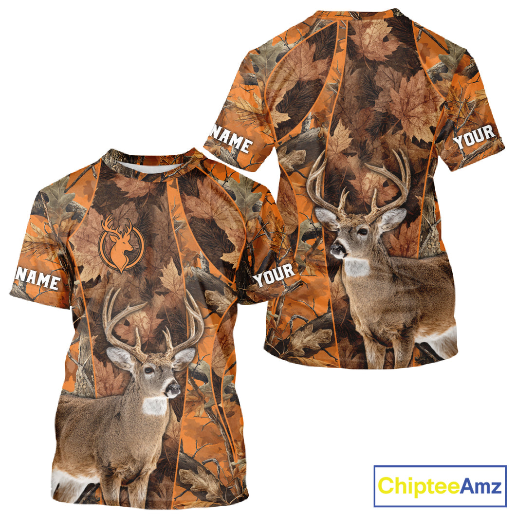 Unisex 3D Deer Hunting Orange Camo Shirt, Whitetail Deer Hunting Shirt For Deer Hunters NHT221