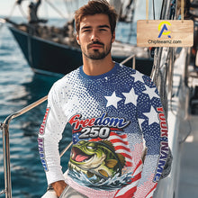 Load image into Gallery viewer, Funny Bass Fishing Shirts Long Sleeve Freedom 250 American Flag, Fishing Gift NHT408