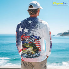 Load image into Gallery viewer, Funny Bass Fishing Shirts Long Sleeve Freedom 250 American Flag, Fishing Gift NHT408