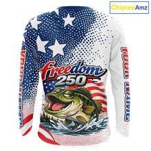 Load image into Gallery viewer, Funny Bass Fishing Shirts Long Sleeve Freedom 250 American Flag, Fishing Gift NHT408