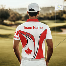 Load image into Gallery viewer, Personalized White And Red Canada Flag Mens Golf Polo Shirt, Patriotic Gifts For Golf Lover NHT735