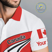 Load image into Gallery viewer, Personalized White And Red Canada Flag Mens Golf Polo Shirt, Patriotic Gifts For Golf Lover NHT735