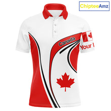 Load image into Gallery viewer, Personalized White And Red Canada Flag Mens Golf Polo Shirt, Patriotic Gifts For Golf Lover NHT735