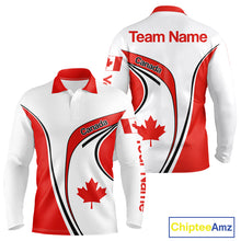 Load image into Gallery viewer, Personalized White And Red Canada Flag Mens Golf Polo Shirt, Patriotic Gifts For Golf Lover NHT735