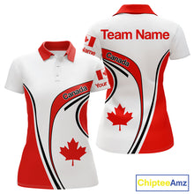 Load image into Gallery viewer, Personalized White And Red Canada Flag Womens Golf Polo Shirt, Patriotic Gifts For Golf Lover  NHT735