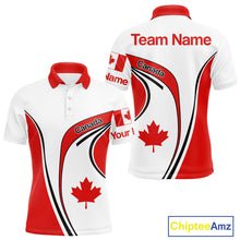 Load image into Gallery viewer, Personalized White And Red Canada Flag Mens Golf Polo Shirt, Patriotic Gifts For Golf Lover NHT735