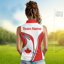 Load image into Gallery viewer, Personalized White And Red Canada Flag Sleeveless Womens  Golf Polo Shirt, Patriotic Gifts For Golf Lover  NHT735