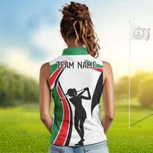 Load image into Gallery viewer, Mexican Flag White Golf Pattern Sleeveless Womens  Polo Shirt Patriotic Womens Golf Shirt Mexico Golf Gifts NHT737