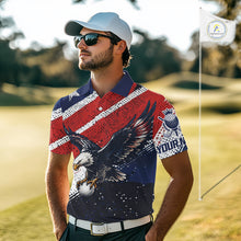 Load image into Gallery viewer, Mens Golf Polo Shirt Custom American Eagle Golf Shirts Personalized Golf Clubs Team Golf Top NHT902