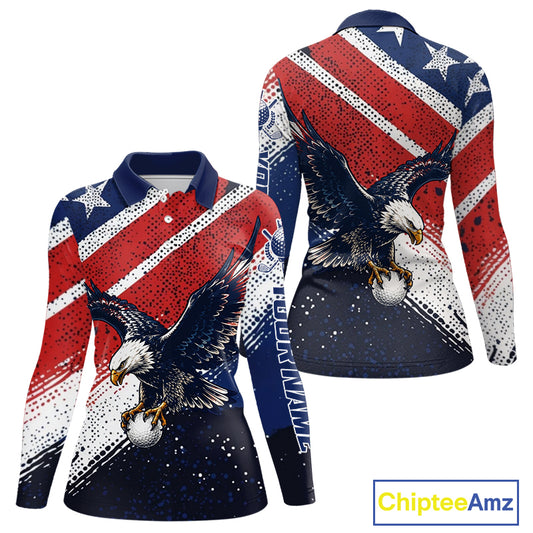Womens Golf Polo Shirt Custom American Eagle Golf Shirts Personalized Golf Clubs Team Golf Top NHT902