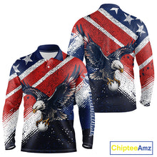 Load image into Gallery viewer, Mens Golf Polo Shirt Custom American Eagle Golf Shirts Personalized Golf Clubs Team Golf Top NHT902