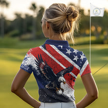 Load image into Gallery viewer, Womens Golf Polo Shirt Custom American Eagle Golf Shirts Personalized Golf Clubs Team Golf Top NHT902