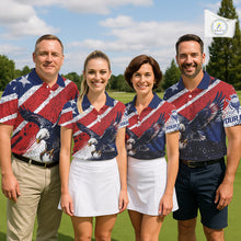 Load image into Gallery viewer, Mens Golf Polo Shirt Custom American Eagle Golf Shirts Personalized Golf Clubs Team Golf Top NHT902