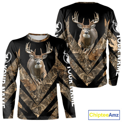 Customized Name Whitetail Deer Hunting Jump Shirt, Hunting Hoodie For Men NHT354