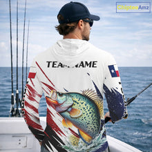Load image into Gallery viewer, Custom Texas Flag Crappie Fishing Shirts, Texas Crappie Fishing Shirts Long Sleeve Hooded For Team NHT910