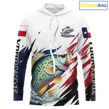 Load image into Gallery viewer, Custom Texas Flag Crappie Fishing Shirts, Texas Crappie Fishing Shirts Long Sleeve Hooded For Team NHT910