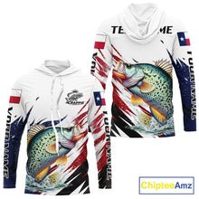 Load image into Gallery viewer, Custom Texas Flag Crappie Fishing Shirts, Texas Crappie Fishing Shirts Long Sleeve Hooded For Team NHT910