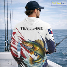 Load image into Gallery viewer, Custom Texas Flag Walleye Fishing Shirts, Texas Walleye Fishing Shirts Long Sleeve Hooded For Team NHT911
