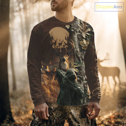 Best Brown Deer Hunting Shirt 3D All-Over Print with Camo, Grim Reaper For Deer Hunters NHT25