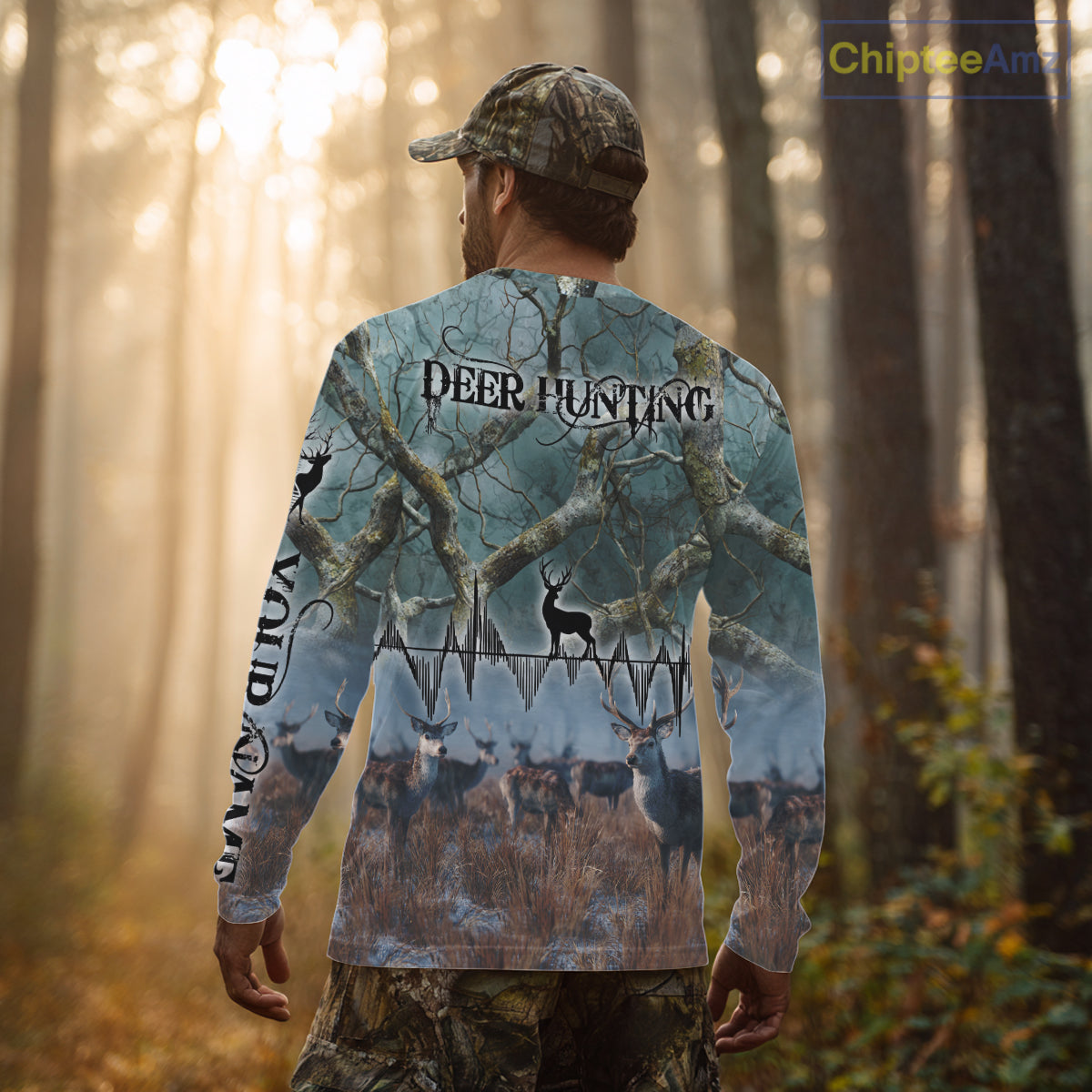 Deer Hunting Shirt 3D All-Over Print with Deer & Forest Camo For Deer Hunters – Custom Name  NHT26